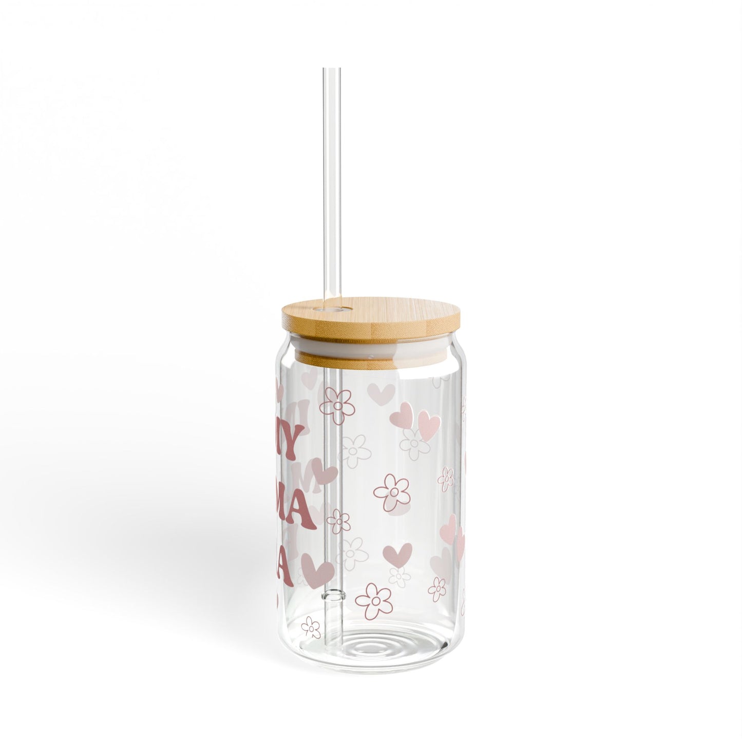 In My Mama Era Glass Tumbler – Cute Iced Coffee Cup for Moms with Lid & Straw