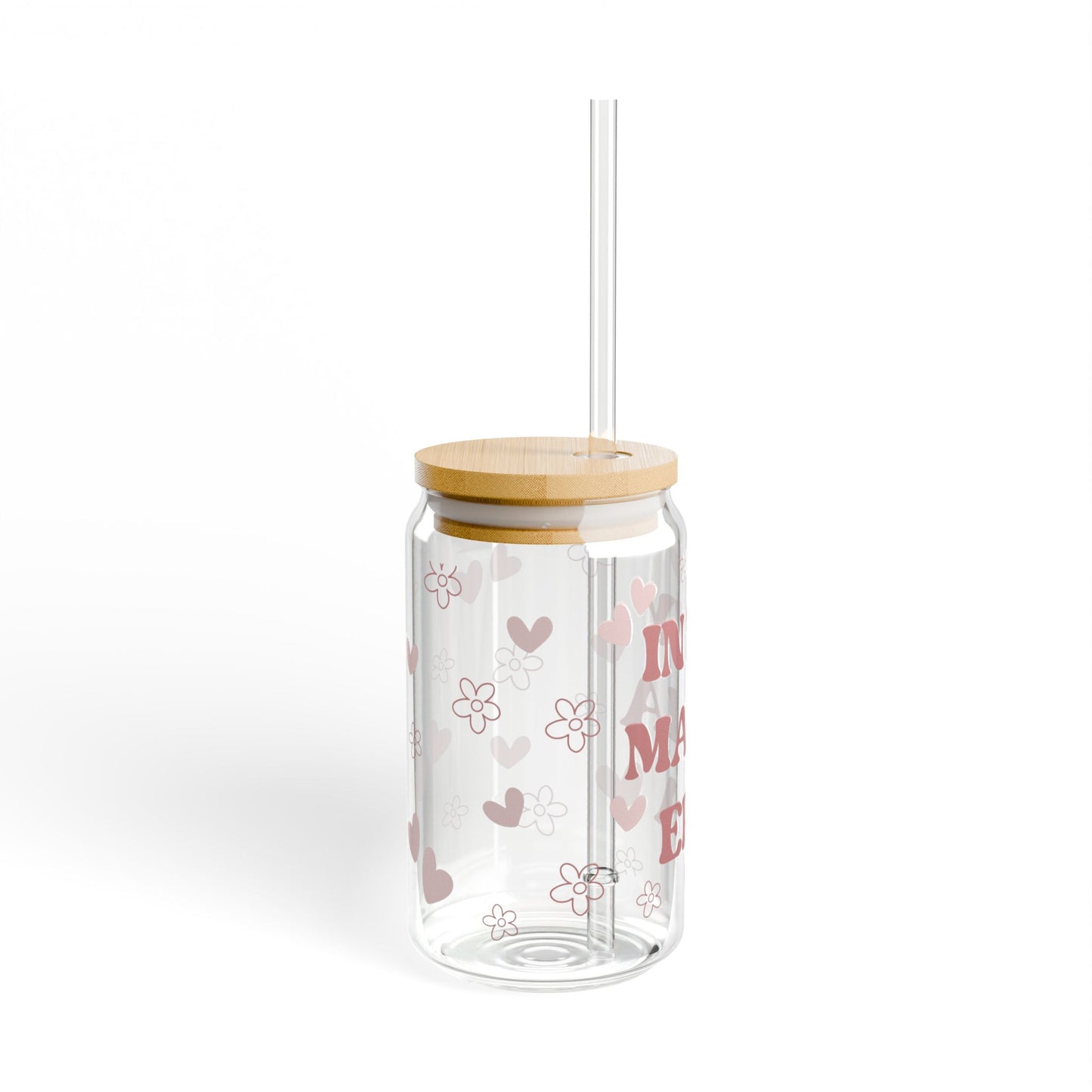 In My Mama Era Glass Tumbler – Cute Iced Coffee Cup for Moms with Lid & Straw