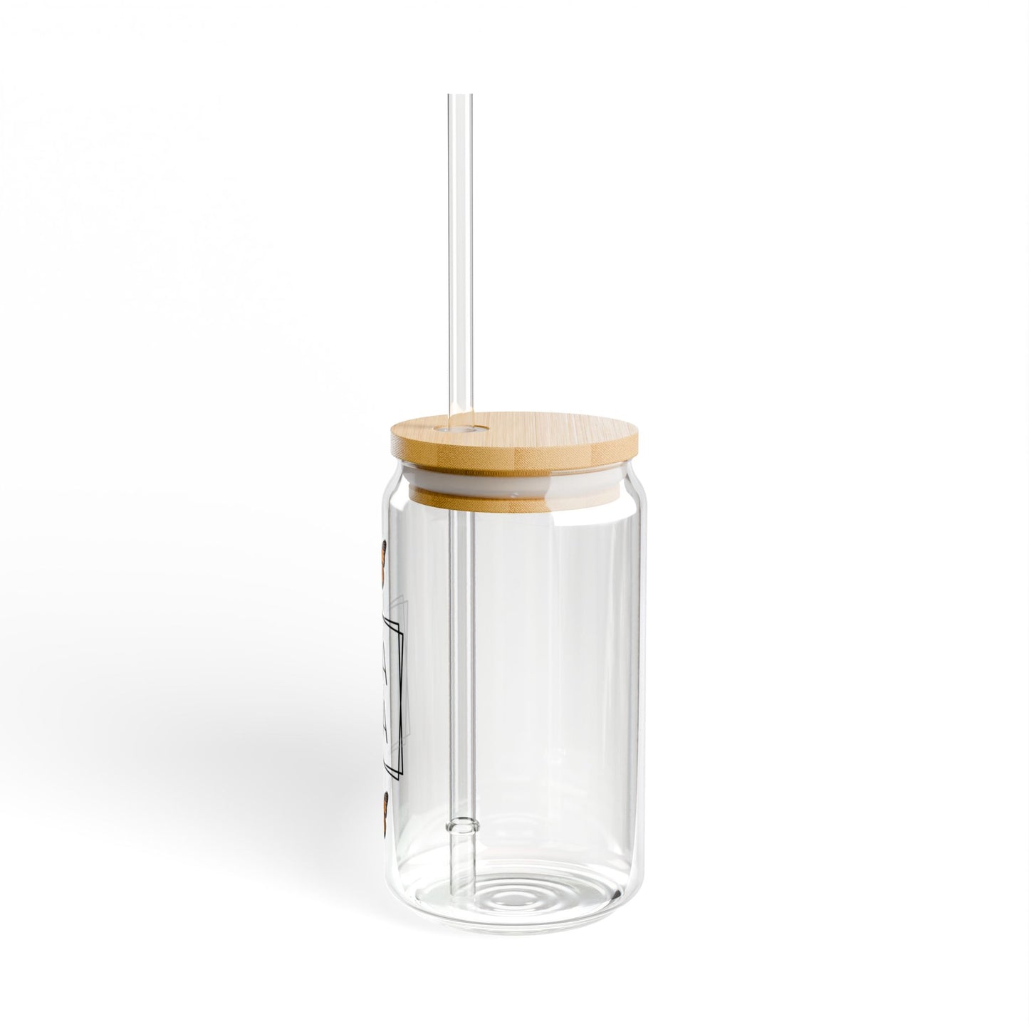 Butterfly Mama Glass Can Tumbler – Minimalist Coffee Cup with Bamboo Lid & Straw