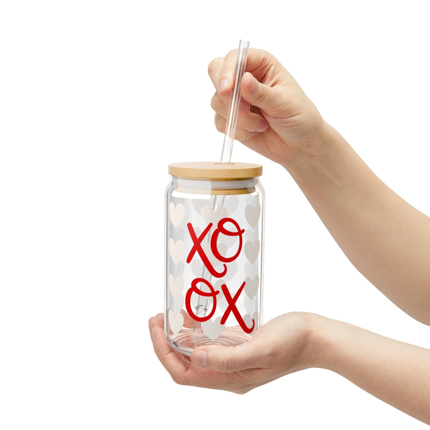 XO Hearts Glass Cup