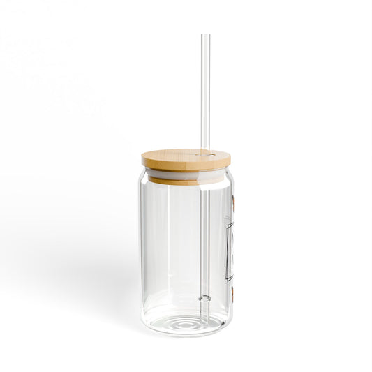 Butterfly Mama Glass Can Tumbler – Minimalist Coffee Cup with Bamboo Lid & Straw
