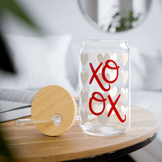 XO Hearts Glass Cup