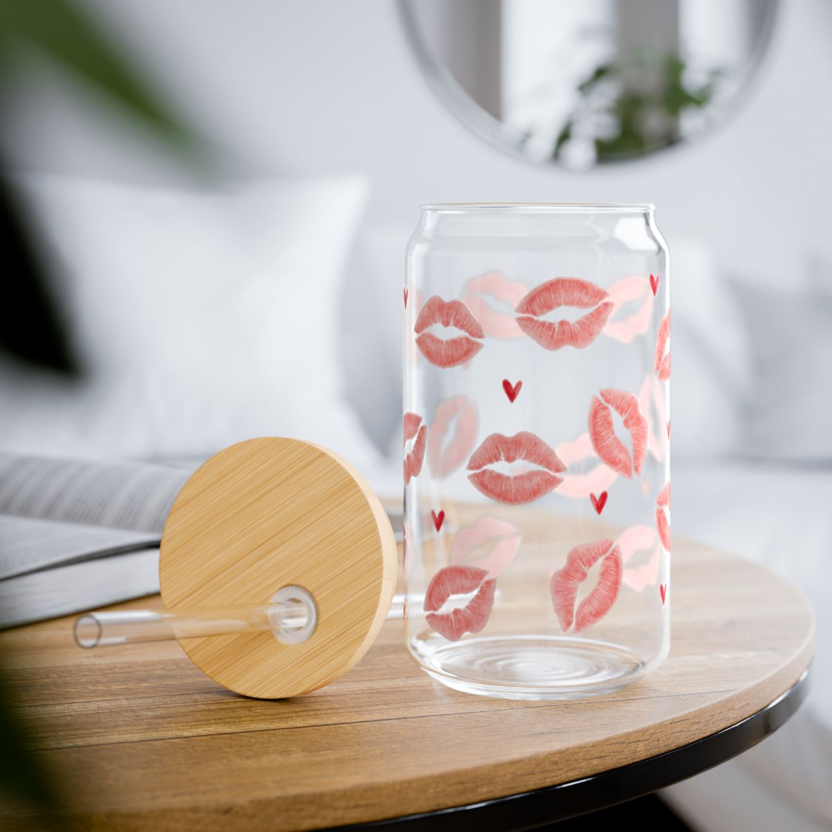 Lips & Hearts Glass Cup